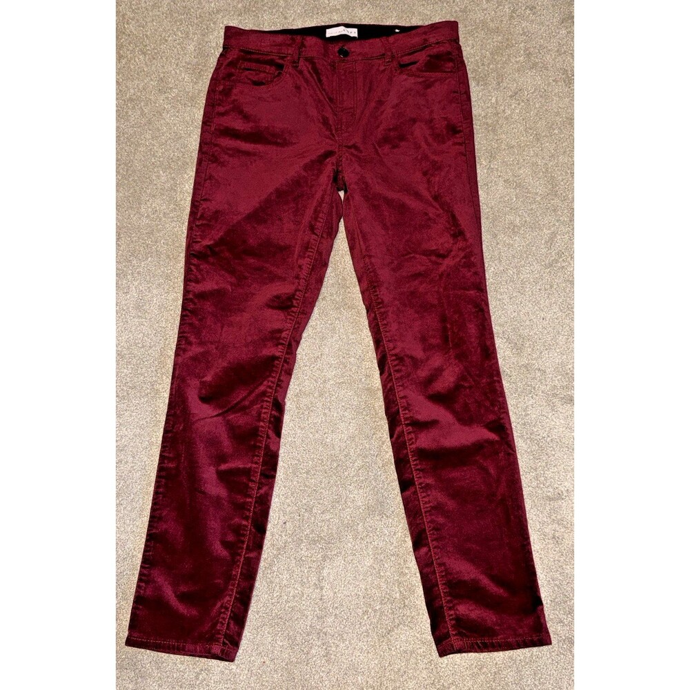 LOFT Women’s Deep Red Velour Pants Size 8 Holidays